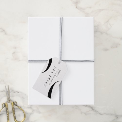 Modern classy minimalist black and white thank you gift tags