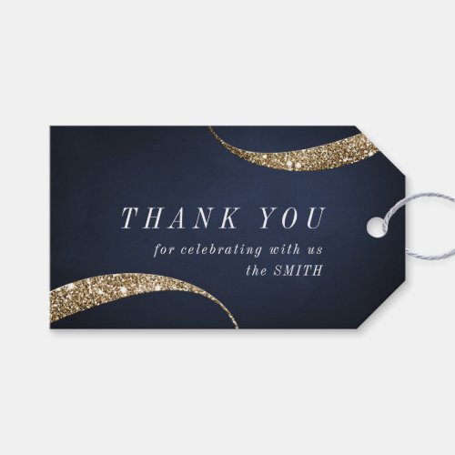 Modern classy minimalist blue and gold favor gift tags