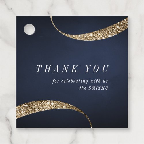 Modern classy minimalist blue and gold favor tags