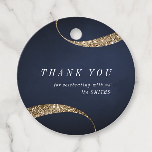 Modern classy minimalist blue and gold favor tags