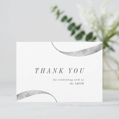 Modern classy minimalist faux silver foil thank you card