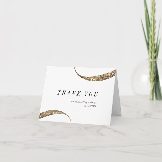 Modern classy minimalist gold glitter thank you card (Front)