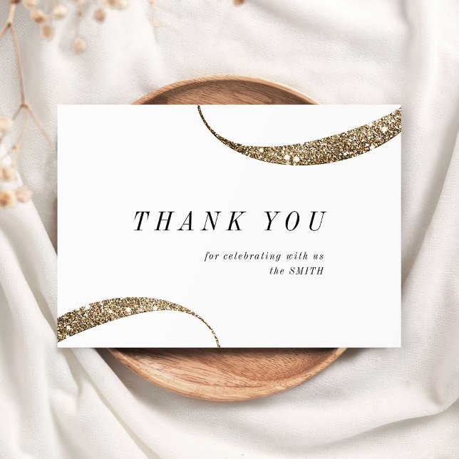 Modern classy minimalist gold glitter thank you card (Modern classy minimalist gold glitter thank you card)