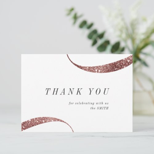 Modern classy minimalist rose gold glitter thank you card