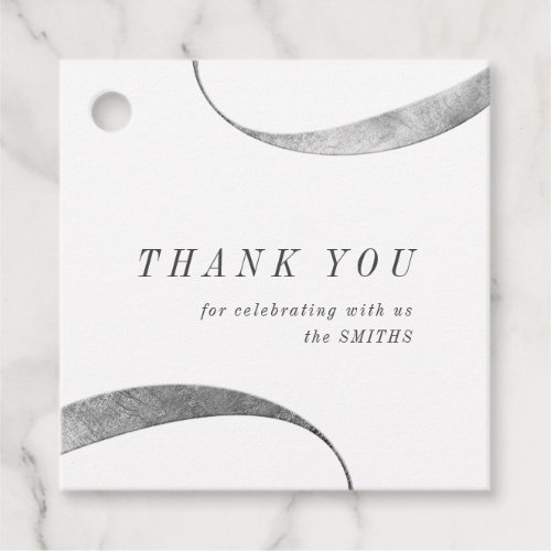 Modern classy minimalist silver  white thank you favor tags