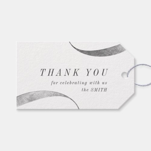 Modern classy minimalist silver  white thank you gift tags