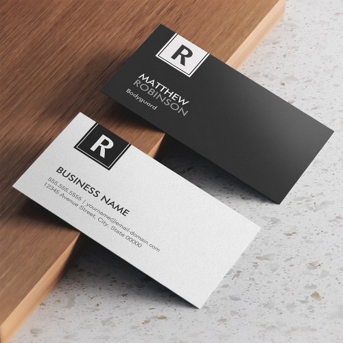 Modern Classy Monogram Black and White  Business Card