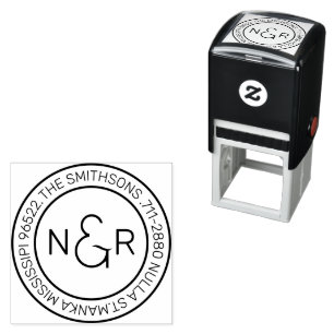  Modern Classy Monogram Family Name Return Address Self-inking Stamp