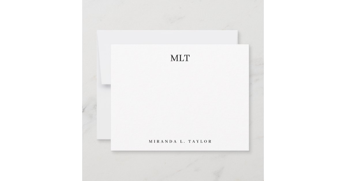 Modern Classy Monogram Initals Personalized Name Note Card | Zazzle
