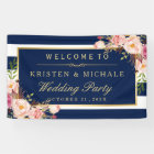 Modern Classy Navy Blue Floral Wedding Party