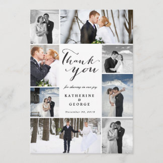 Modern Classy Photo Collage Wedding Thank You Card