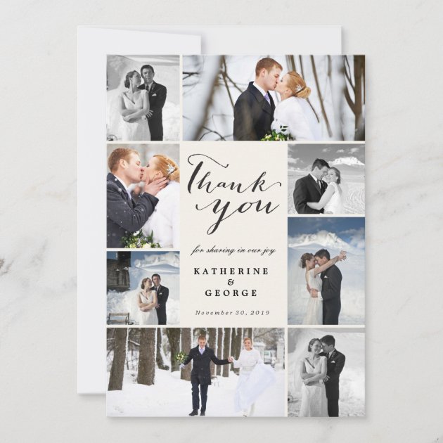 Modern Classy Photo Collage Wedding Thank You Card