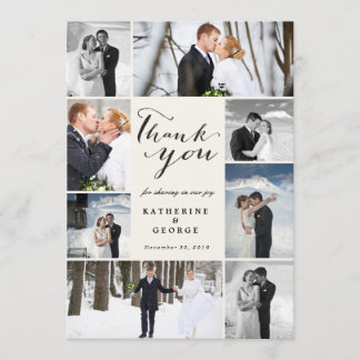 Modern Classy Photo Collage Wedding Thank You Card