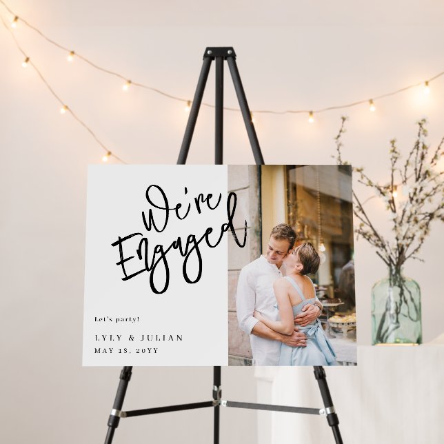 Modern Classy Photo Engagement Party Welcome Sign (In Situ (Stand))