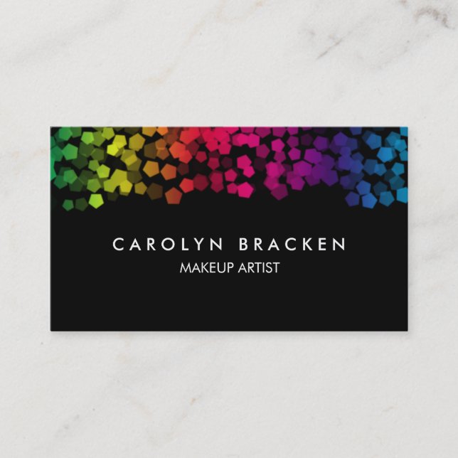 Modern Classy Rainbow Pentagon Black Business Card (Front)