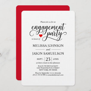 Modern Classy Red Heart Engagement Party Invitation
