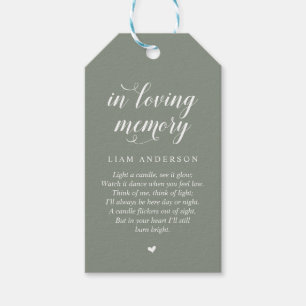 Modern Classy Sage Green, Funeral Memorial Service Gift Tags