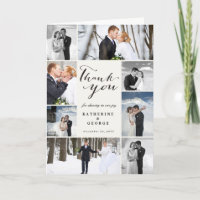 Modern Classy Script 8 Multi Photo Stylish Wedding Thank You Card