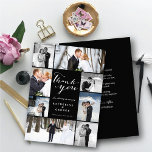 Modern Classy Script 8 Multi Photo Stylish Wedding Thank You Card