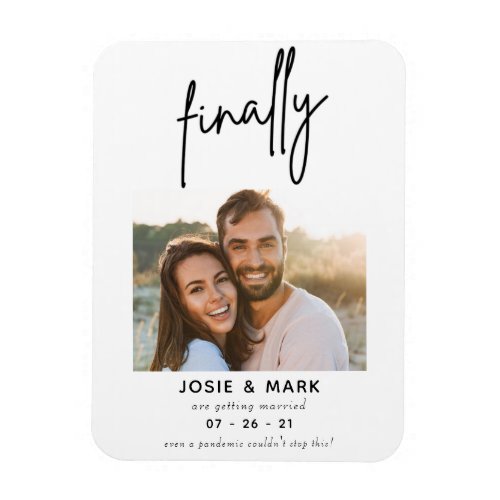 modern classy script finally photo save the date magnet