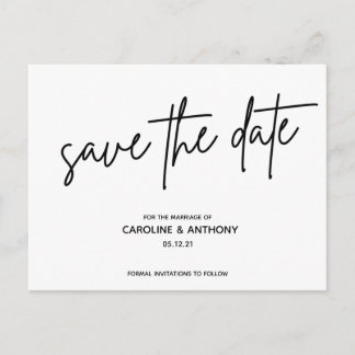 modern classy script save the date postcard