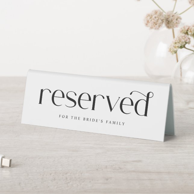 Modern Classy Simple Wedding Reserved Table Tent (In SItu (Table))