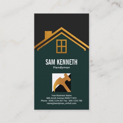 Modern Classy Stylish Gold Roof Home Handyman Business Card