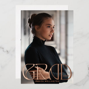 Modern Classy Tyopgraphy Graduate Photo 2023 Foil Invitation