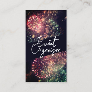 Modern Classy Typography Custom QR Code Fireworks  Business Card
