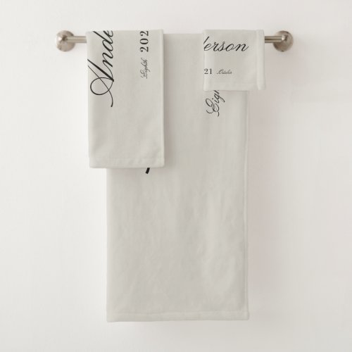 Modern classy typography Mr and Mrs wedding  Bath Towel Set