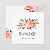 Modern Classy Watercolor Floral Personalized Square Business Card (Front/Back)