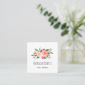 Modern Classy Watercolor Floral Personalized Square Business Card (Standing Front)