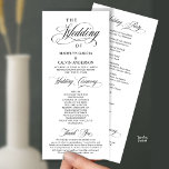 Modern Classy Wedding Ceremony Order Program<br><div class="desc">Wedding Ceremony Program in (long) Elegant Classy black and white theme card.
 It is designed with scroll accent that can be personalised with custom/ personalised text for your bridal party,  ceremony details,  memorial notes and thank you message.</div>