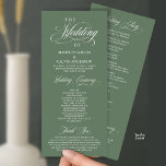 Modern Classy Wedding Ceremony Order Program<br><div class="desc">Wedding Ceremony Program in (long) Elegant Classy sage green theme card.
 It is designed with scroll accent that can be personalised with custom/ personalised text for your bridal party,  ceremony details,  memorial notes and thank you message.</div>