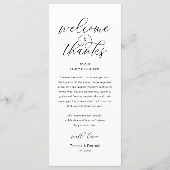 Modern Classy Wedding Reception Thank You Card (Front)