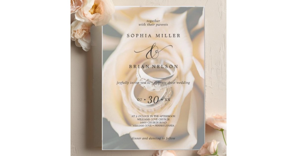 Wedding Invitations With Rings Modern Classy Wedding Rings Invitation | Zazzle