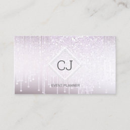Modern Classy White Glitter Crystal Dripping Logo Business Card