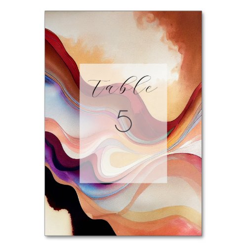 Modern Clay Burgundy and Brown Watercolor Table Number