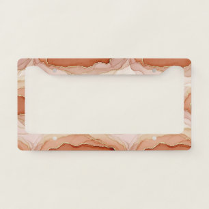 Modern Clay Marble Gold Abstract Flow License Plate Frame