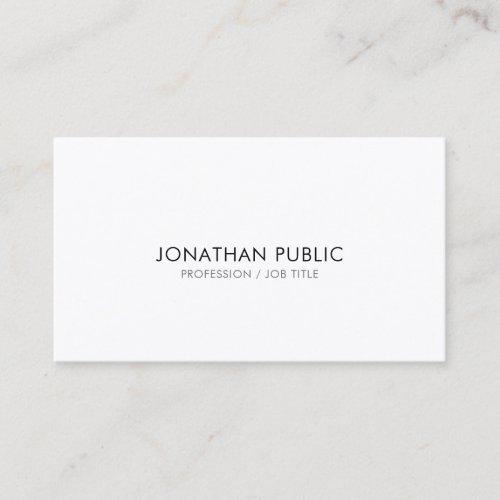 Modern Clean Chic Elegant White Professional Plain Business Card