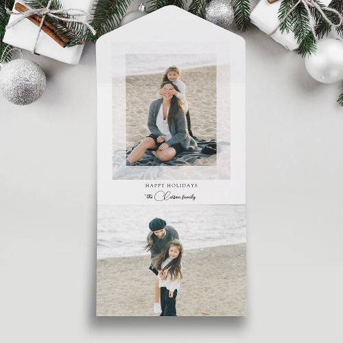 Modern Clean Chic Holiday Photo All_in_One Card