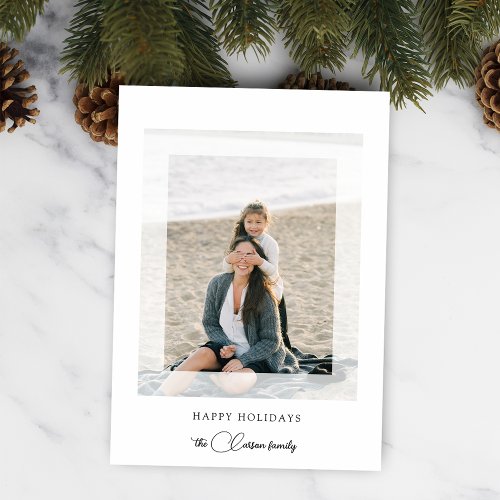 Modern Clean Chic Holiday Photo Flat Card