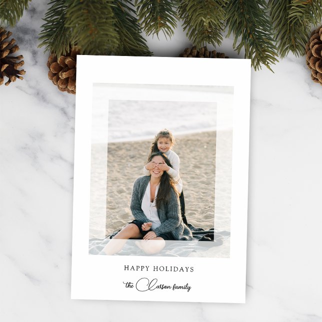 Modern Clean Chic Holiday Photo Flat Card (Creator Uploaded)