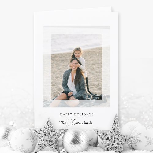 Modern Clean Chic Holiday Photo Folding Card