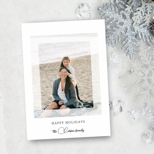 Modern Clean Chic Holiday Photo Postcard