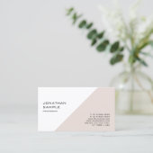 Modern Clean Chic Professional Design Beige White Business Card (Standing Front)