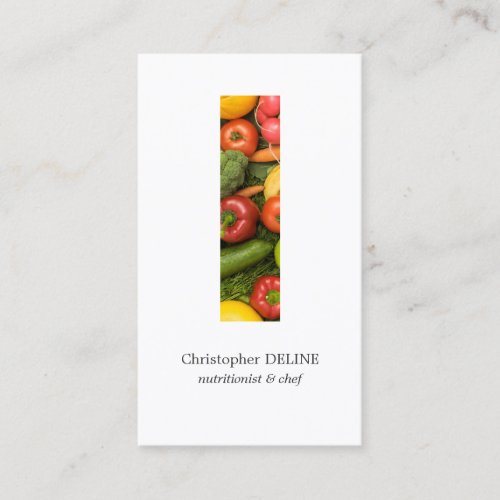 Modern Clean Colorful Vegetables Nutritionist Chef Business Card