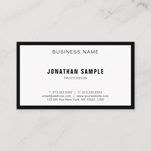 Modern Clean Design Elegant Black White BW Plain Business Card