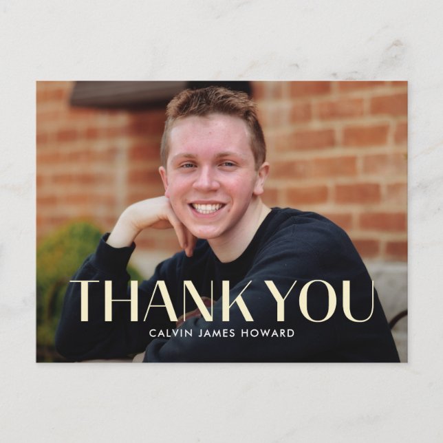 Modern Clean Editable Color Thank You Postcard (Front)