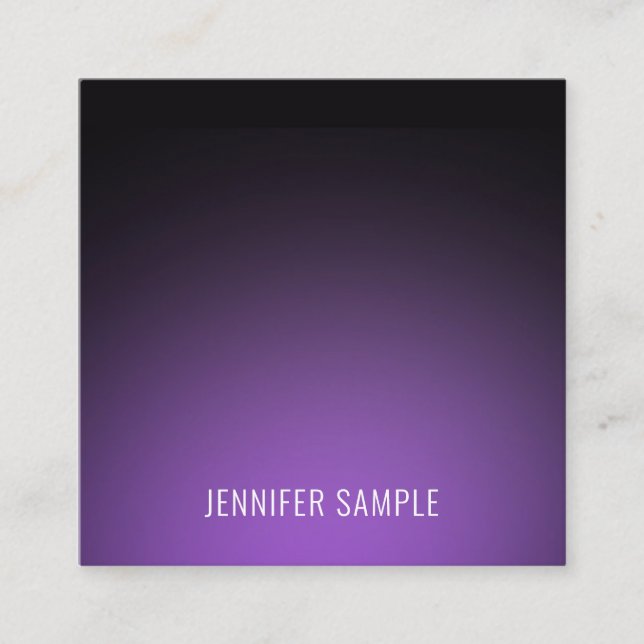 Modern Clean Elegant Design Purple Plain Luxurious Square Business Card (Front)